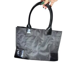 Tory Burch Black Nylon Patent‎ Leather Tote Bag